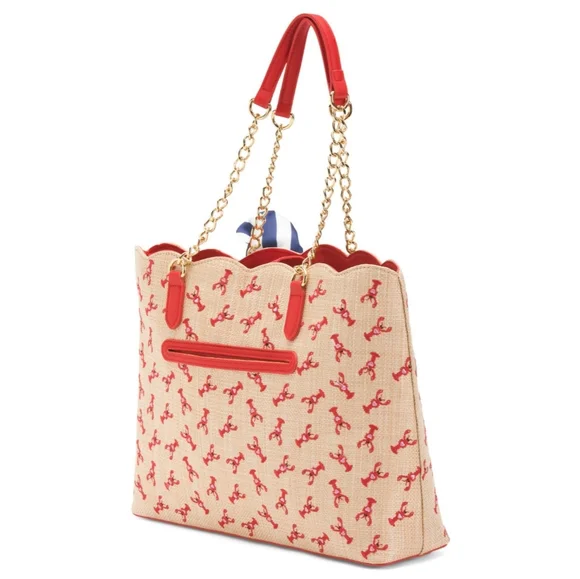 Betsey Johnson Lobster Straw Tote Handbag - Picture 2 of 3